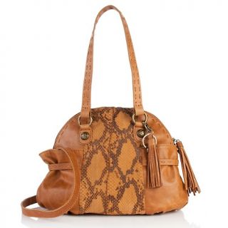 120 666 chi by falchi chi by falchi leather dome tote with snakeskin