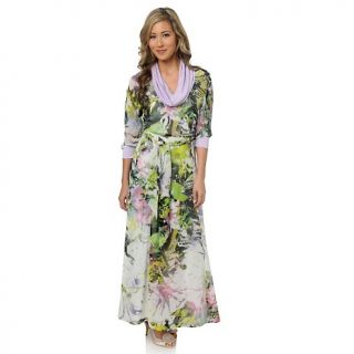 American Glamour Badgley Mischka Floral Print Patio Dress