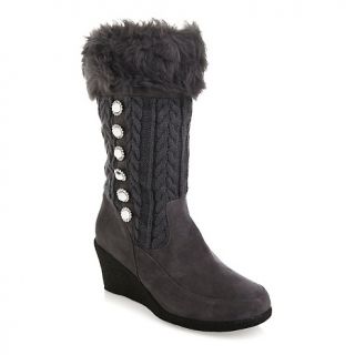 Shoes Boots Knee High Boots Joan Boyce Cable Knit and Faux Fur