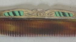Vintage Fallaci Italian Enameled Chased Silver Comb C 1950s Vanity Set