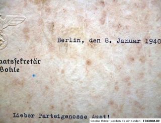 Ernst Wilhelm Bohle Ink Signature on Document 1940