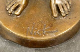 Erotic Bronze Figure Male Nude with Phallus Signed Nick