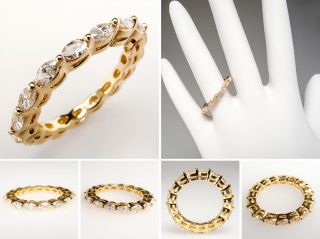 Marquise Diamond Eternity Band Wedding Ring 18K Gold Size 6 sku:cn7957
