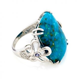 Heritage Gems Turtle Back Turquoise and Gemstone Sterling Silver Ring