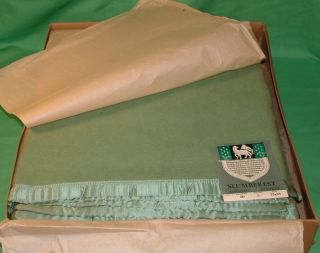 Vintage Green Esmond Slumberest 72x84 Pelage Blanket Unused Needs TLC