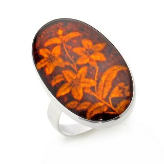 Age of Amber Hand Carved Amber Flower Intaglio Ring