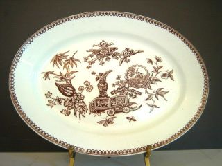 Antique 1878 Elsmore Son England Brown White Platter