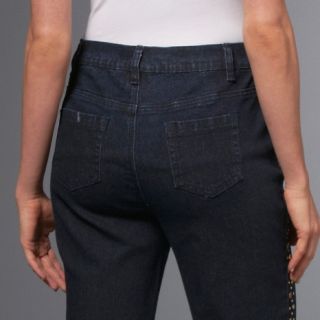 Diane Gilman DG2 Brasstone Stud Stretch Denim Boot Cut Jeans