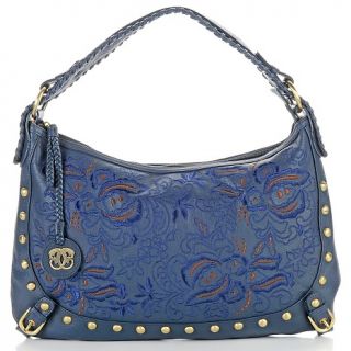 143 422 sharif sharif pebbled nappa leather floral embroidered hobo