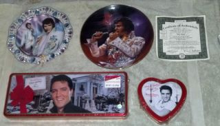ELVIS PRESLEY COLLECTOR PLATES & TINS SEALED WITH CANDY NEW