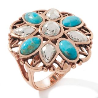 147 185 studio barse turquoise floral copper and sterling silver ring