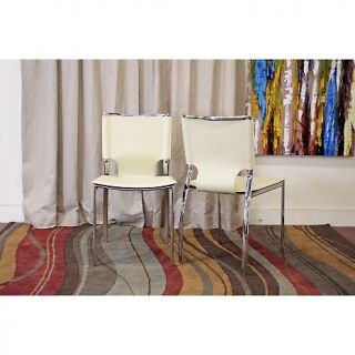 Montclare Ivory Leather Modern Dining Chairs   Set of 2