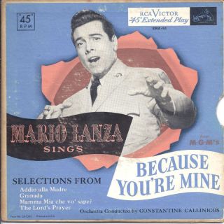 Mario Lanza OST 45 EP Because Youre Mine Lords Prayer