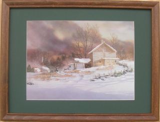 Snow Scene Farmland Country Framed Countrypicture Print Art