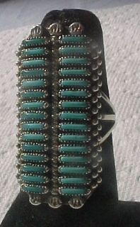 Zuni Needlepoint Turquoise Silver Ring Cal Eustace