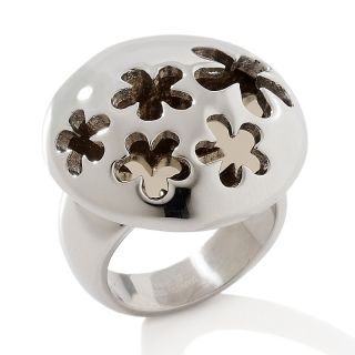 165 852 stately steel stately steel 2 tone flower cutout dome ring