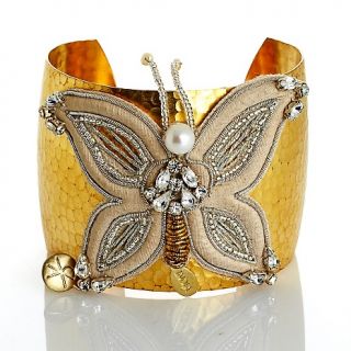 180 665 rk by ranjana khan butterfly hammered beaded 7 cuff bracelet