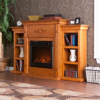 Tennyson Plantation Oak Electric Fireplace with Bookcases with Remote