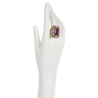 Nicky Butler Purple Quartz and Freshwater Pearl Bronze Ring