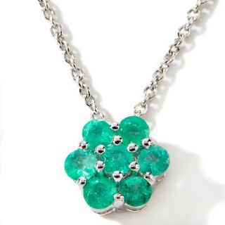 56ct Colombian Emerald Floral Cluster Sterling Silver Pendant with 18