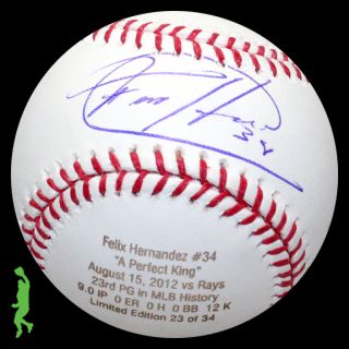 Felix Hernandez Signed Auto Perfect Game PG Baseball Ball Mariners