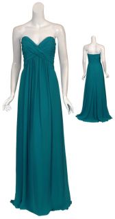 Badgley Mischka Jade Ruched Silk Gown Dress 14 New