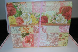 PUNCH STUDIO EXPANDABLE ACCORDION FILE FOLDER SHABBY CHIC ROSE PICTURE
