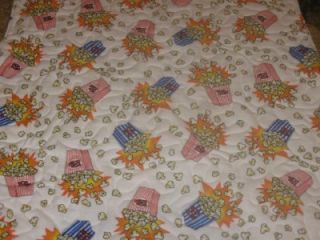 Quilted Adult Lap Bib Extra Long Flannel White Popcorn Theater Movies