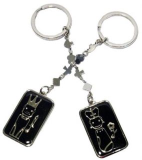 New King and Queen Matching Keychains Keyring in Presentation Case