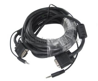 25ft VGA SVGA w 3 5mm Audio Male Monitor PC TV Cable