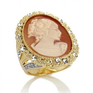 209 439 amedeo nyc 25mm cornelian cameo scalloped crystal frame ring