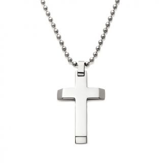 210 694 men s stainless steel high polished cross pendant with 24 bead