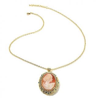 Amedeo NYC Giacinto Cornelian Crystal Floral Pin/Pendant, Chain