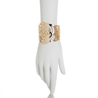 Boheme by the Stones Goldtone Rose Design Cuff Bracelet at