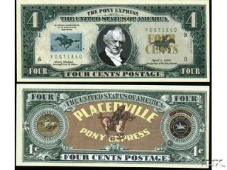 10 Pony Express Four Cents Postage Dollar Bills Post Office