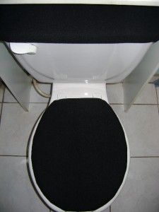 solid black fleece fabric toilet seat cover set