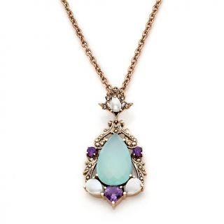 215 040 nicky butler 18 10ct aqua chalcedony and gemstone pear shaped