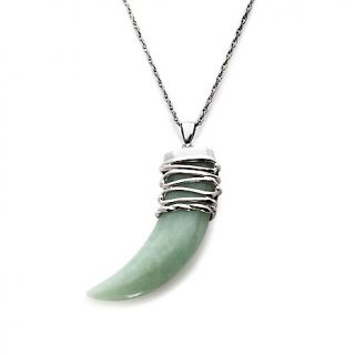 216 827 sterling silver green jade tooth pendant with chain rating 1 $