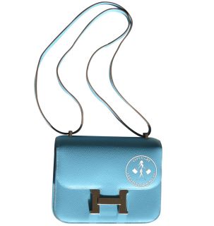  Hermes Constance Handbag Celeste Epsom Leather Palladium 9854