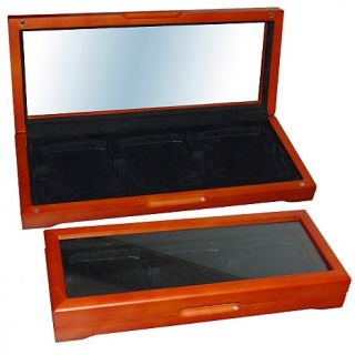 231 823 coin collector oak display box for 3 slabbed coins note