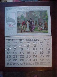 South Casco Me Adv Calendar Bowkers Fertilizer 1907