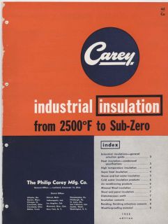 The Philip Carey Manufacturing Catalog, Asbestos Industrial Insulation