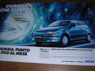1998 Fiat Punto Stile 16V Car 2pg Print Italy Ad