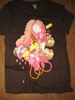  Juniors Med Rock T Shirt Fall Out Boy New Brown Floral Design