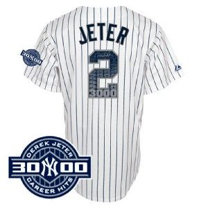 New York Yankees 2 Derek Jeter White MLB Jersey w 3000 Patch 52 XL