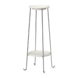IKEA Socker Plant Stand Galvanized White with Removable Tray Round