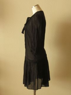 Anthropologie Eryn Brinie Black Cotton Ruffle Peplum Hem Peasant Dress