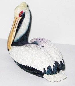 New Cute White Black Pelican Figurine Bird Sea Resin