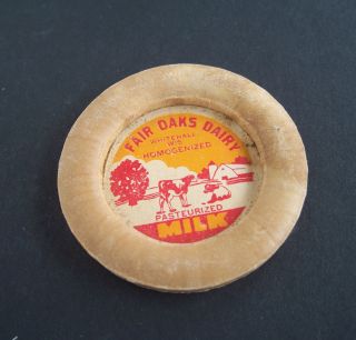 Vintage Fair Oaks Dairy Whithall WIS Paper Milk Bottle Cap Top 2 NEVER