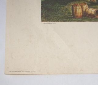 Vintage Currier Ives Litho Print The Farmers Home Autumn Columbus Bank